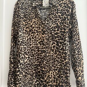 The Shirt by Rochelle Behrens - Size Small Leopard Print Button-Up Shirt